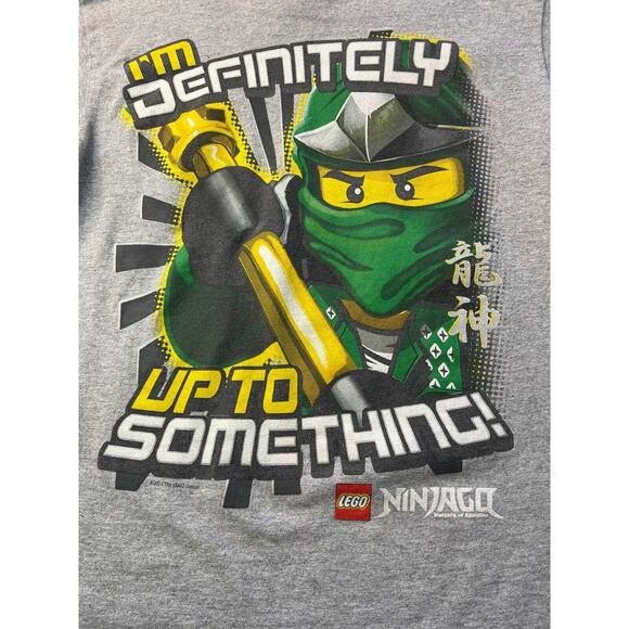 Y2K Lego Ninjago Definitely Up To Something Long Sleeve T Shirt Youth Sz M8 Gray - Picture 3 of 12